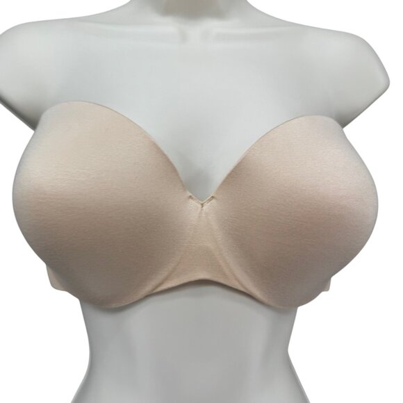 Maidenform Custom Lift Strapless Bra Beige Nude Satin Underwire Size 38D - Picture 1 of 11